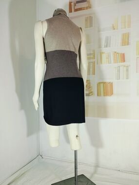 INC International Concepts Gray Colorblock Sleeveless Turtleneck Dress - Black